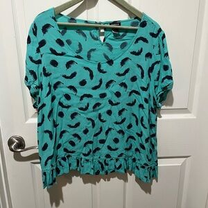 Torrid Teal Feather Print Women's Top